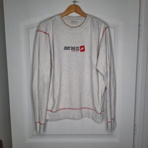 Nike Just Do It Sweatshirt Mens Large Light Gray Crewneck